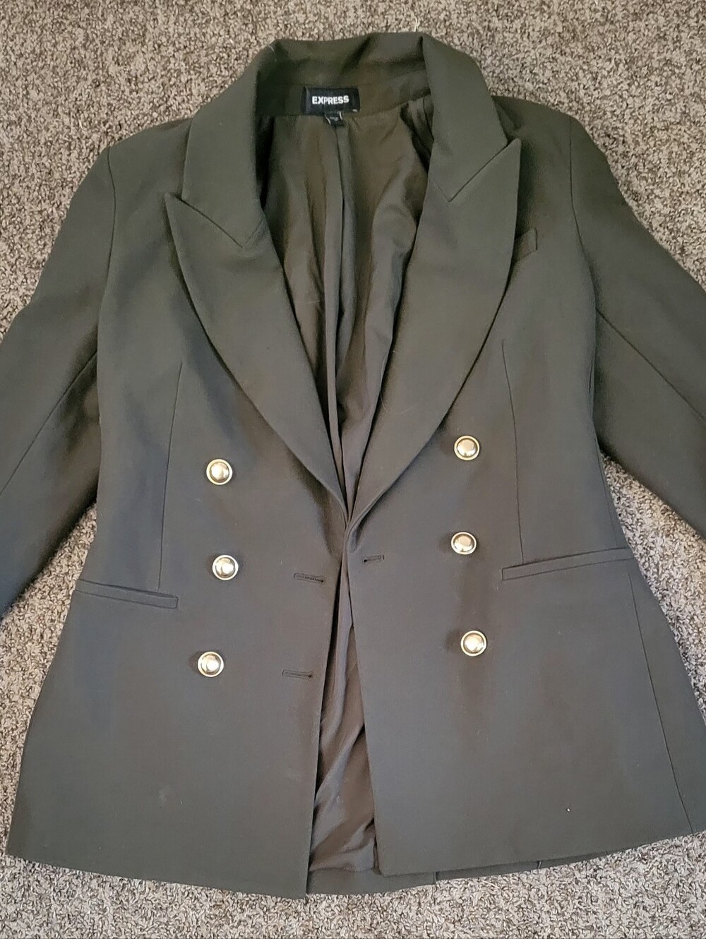 Express Black Double-Breasted Gold-Button Blazer Size M